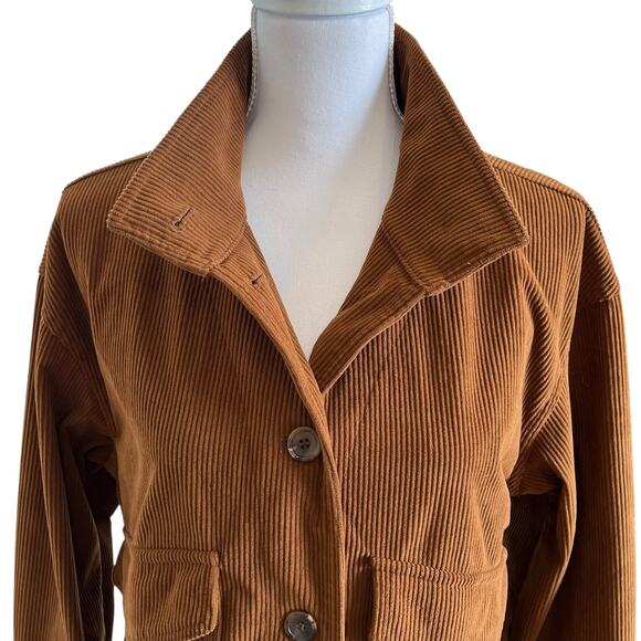 Avec Les Filles Jacket Women's Small Rust Brown Corduroy Flap Pockets Collar - Picture 2 of 8